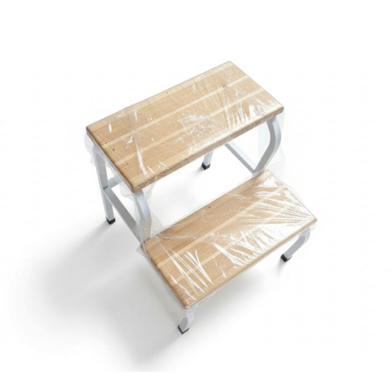 Escabeau médical 2 marches époxy avec marches en bois – Matériel médical Tunisie