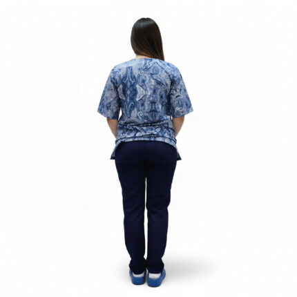 Casaque Médicale Femme Bleu design et pantalon Bleu marine Medor Medical