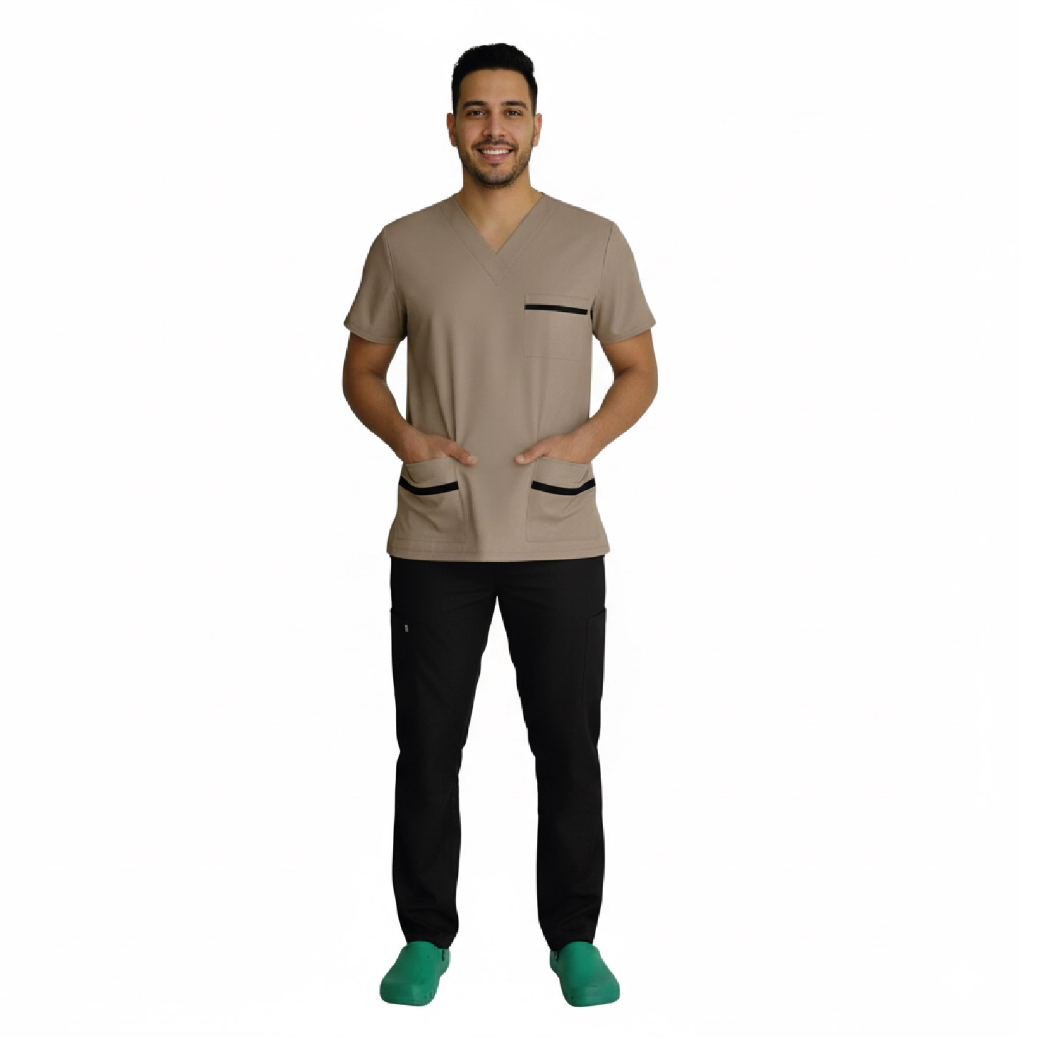 Casaque médicale Tunisie Beige et Pantalon noir Unisexe Casaque médicale Tunisie Beige et Pantalon noir Unisexe