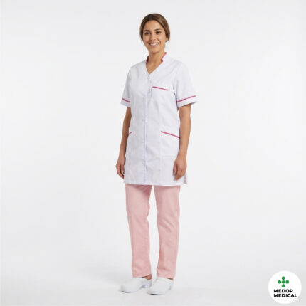 Blouse rose demi manche coll V